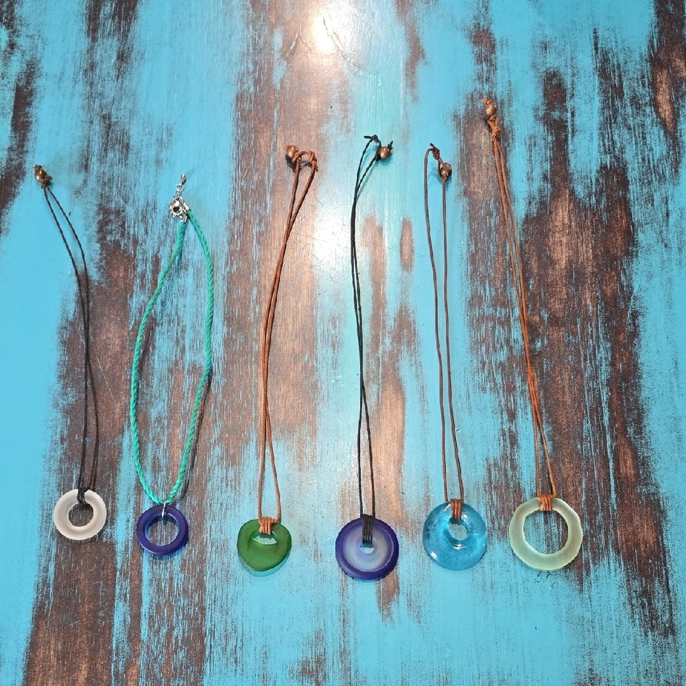 Colorful Sea Glass Pendant Necklaces